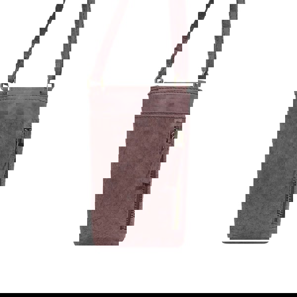 Real Hide Bags 'THEA' Plum Distressed Real Leather Mobile Phone Crossbody Bag