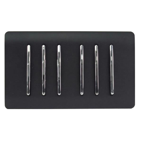 Trendi Switch 6 Gang 1 or 2 Way Light Switch in Matt Black