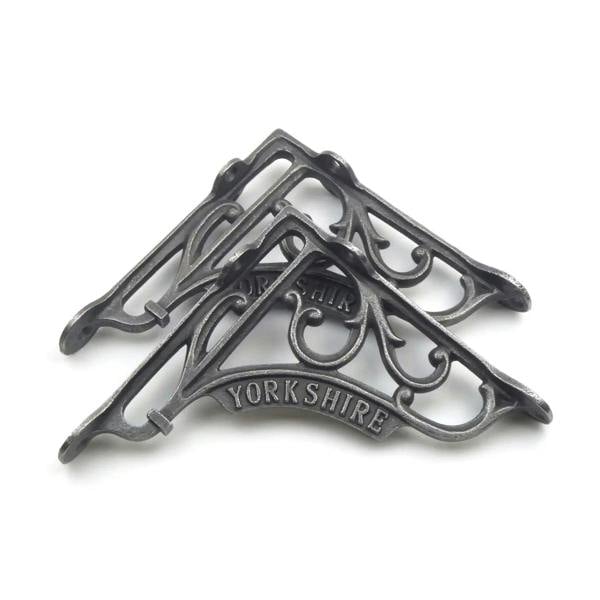 Pair of Antique Cast Iron Victorian Style 'Yorkshire' Shelf Brackets 