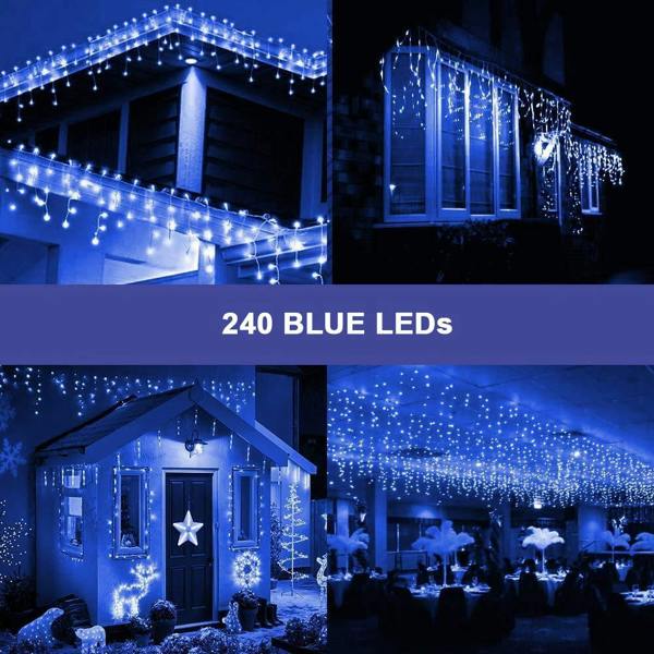 Blue LED Icicle Christmas Lights Range - 240, 480 or 720 LEDs with Timer and 8 Lighting Modes image 9