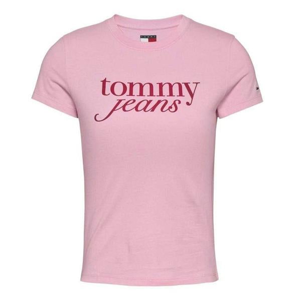 Tommy Jeans Womens/Ladies Essential Logo Slim T-Shirt - Pink - 