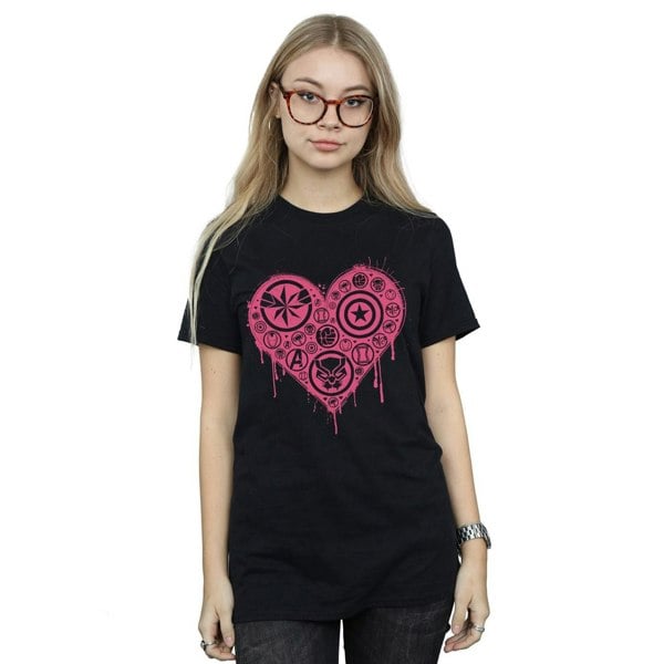 Marvel Womens/Ladies I Heart Avengers Cotton Boyfriend T-Shirt - Black