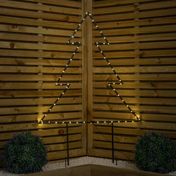 Samuel Alexander 73cm x 80cm Light up Dewdrop Metal Christmas Tree with Garden Stake & Warm White LEDs