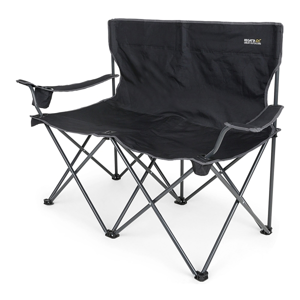 Regatta Isla Travel 2 Person Camping Chair with Storage Bag - Black Seal Grey