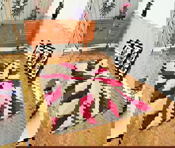 Smart Living Carved Rug Contemporary - Beige Red