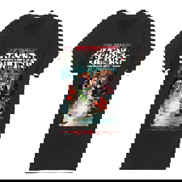 Stranger Things Mens Seasons Greetings Snowman T-Shirt - Black