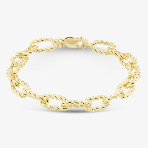 T. H. Baker 9ct Yellow Gold Textured Oval Link Bracelet 1.28.1502