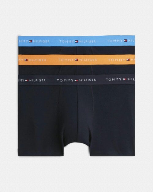 Tommy Hilfiger 3-Pack Logo Waistband Mens Trunks - Autumn Orange/Navy Blue/Blue Spell