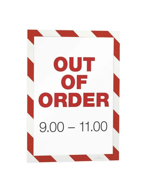Durable DURAFRAME Magnetic Signage Hazard Frame | 5 Pack | A4 Red & White