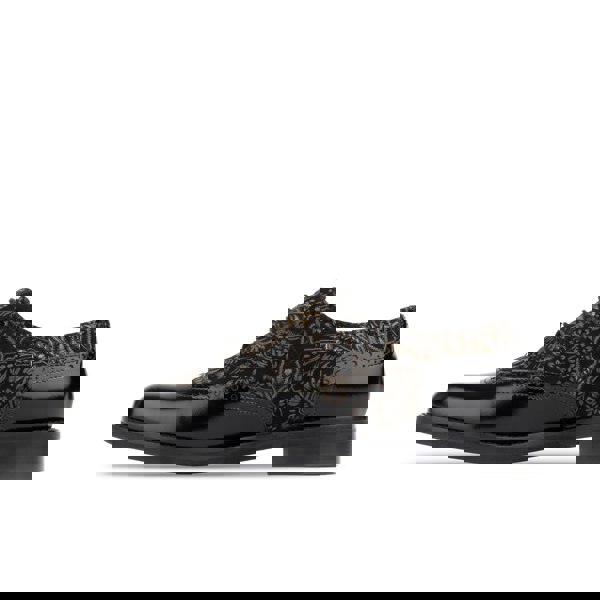 Embassy London Vivienne - Black & Gold - Women's leather almond toe lace up oxfords in black & gold