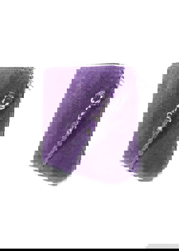 Kitise Small Genuine Italian Suede Leather Zip Around Crossbody Bag