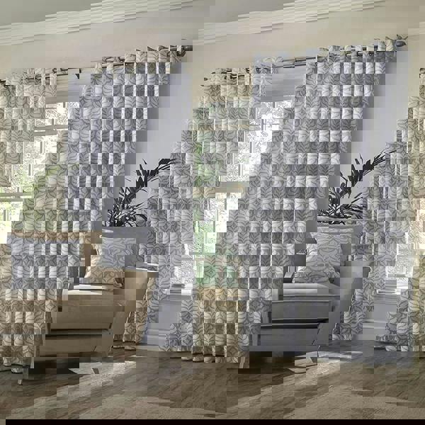 Paoletti Horto Eyelet Curtains - Blue