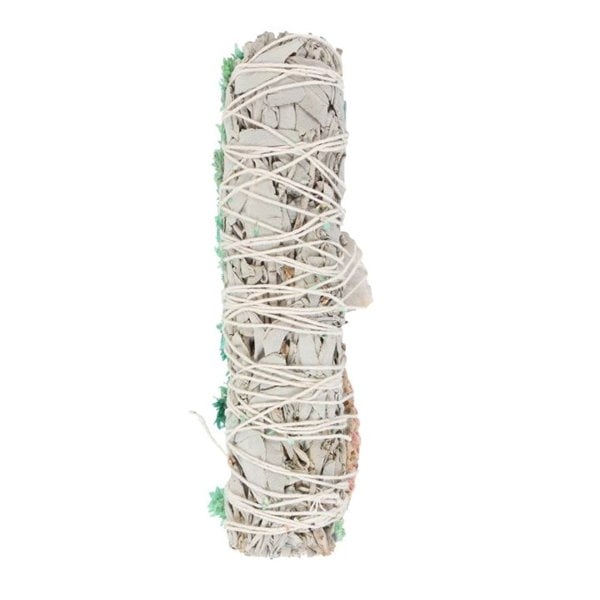 Serano 6in Ritual Wand Smudge Stick with White Sage, Abalone and Quartz