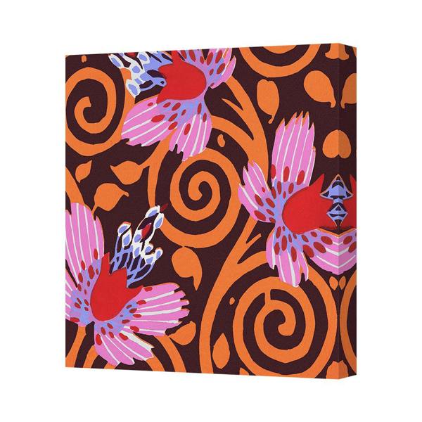 Benjamin Tate Design Contemporary Floral Canvas Art Print With Vibrant Purple Pink Flowers
