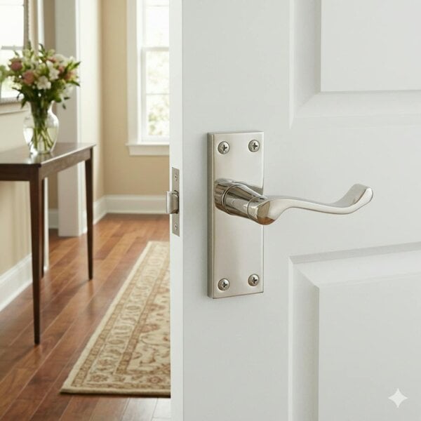EDH Door Hardware Victorian Scroll Chrome Door Handles - Set of 4 Stylish Chrome Door Handles