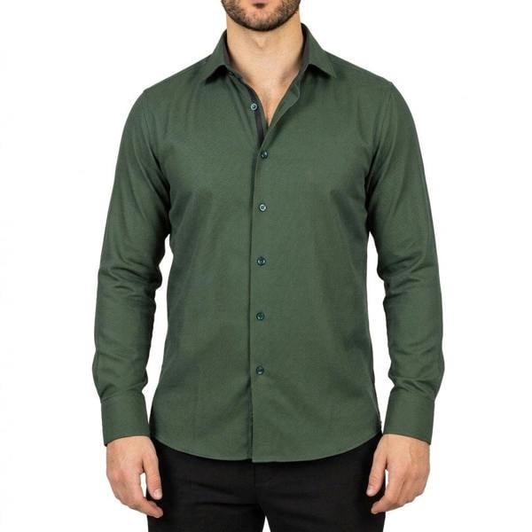 TruClothing Men's Forest Green Double Cuff Oxford Shirt