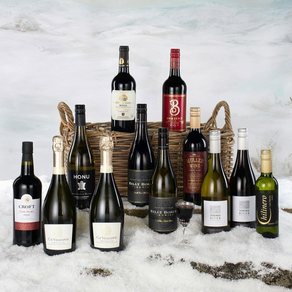 Virginia Hayward Twelve Wines in a Wicker Hamper