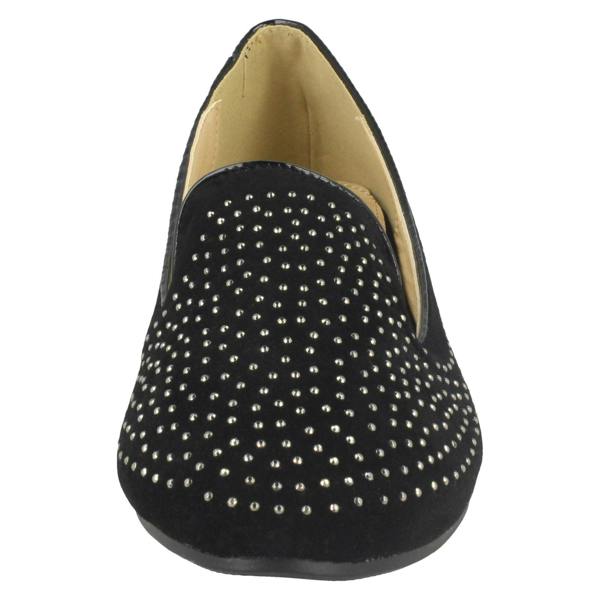 Spot On Ladies Spot On Flat Diamante Ballerina