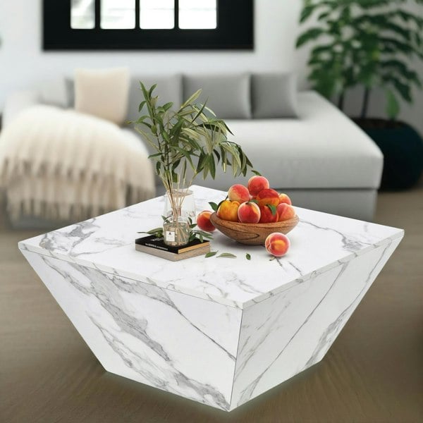 Rafaelo Mobilia Marble Effect Coffee Table With Hidden Storage