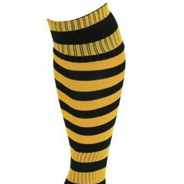 Precision Unisex Adult Pro Hooped Football Socks - Black/Amber Glow