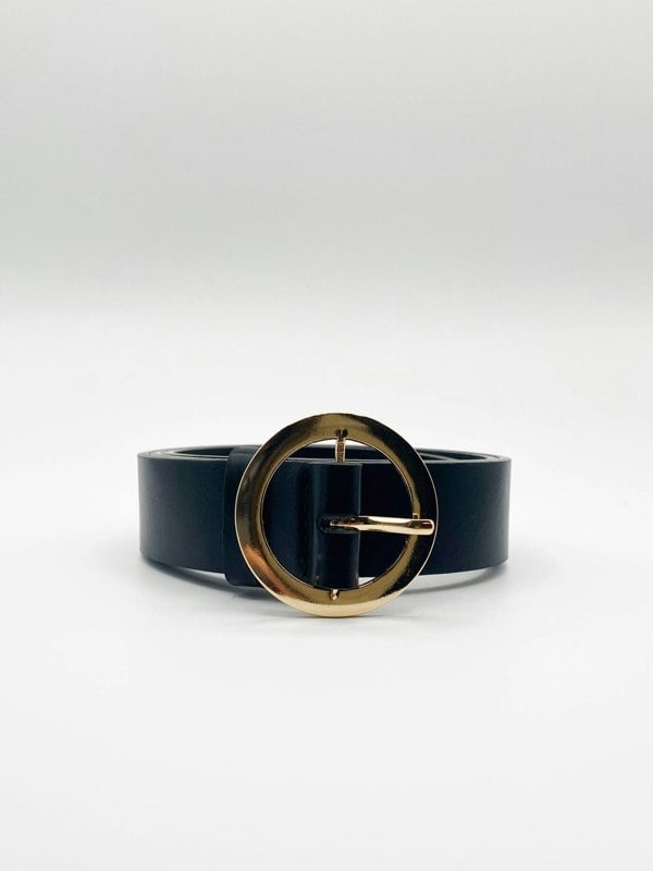 SVNX PU Leather Belt With Round Buckle