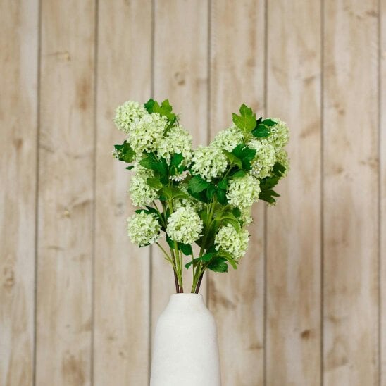Wyld Haus Set of 3 Artificial Flowers Green Snowball Viburnum Sprays
