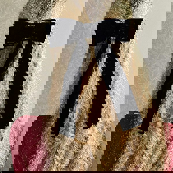 black velvet hair bow hair clip hair down