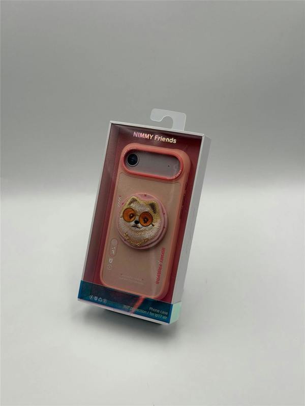 Nimmy Friends Nimmy Glass Cool Dog Face Case with Detachable MagSafe Grip Stand for iPhone 17 Air 6.5" Pink - N-YJKM-CXZJ-IP17-AIR-031