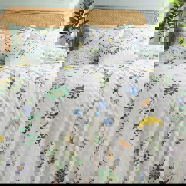 RHS Botanical Cottage Garden 200 Thread Count Cotton Reversible Duvet Cover Set