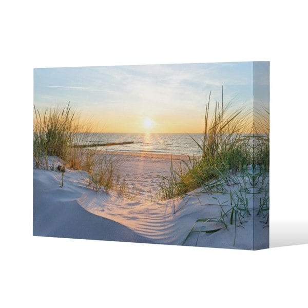 Benjamin Tate Design Sunset at the Baltic Sea Beach Slim Style Canvas Print  60x80cm , 15mm Slim Real wood.