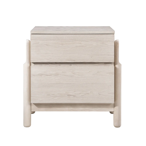 Whisper Whitewash Oak Wood Bedside Table by Twenty10 Designs 