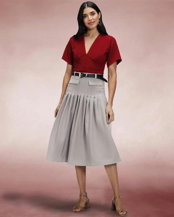HotSquash Pleated Utility Style Skirt