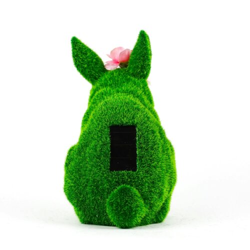Gardenwize Solar Topiary Bunny Garden Ornament with Pink Flowers