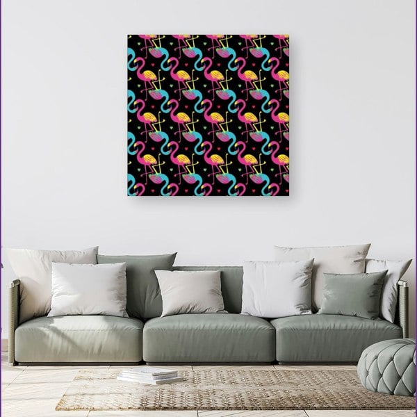 Warren Reed Vivid Flamingo Pattern Canvas