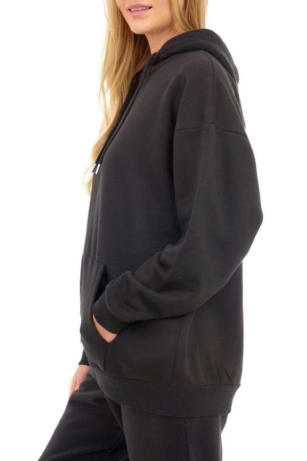 Smart Living Basic Womens Oversized Zip Through Hoodie - Black