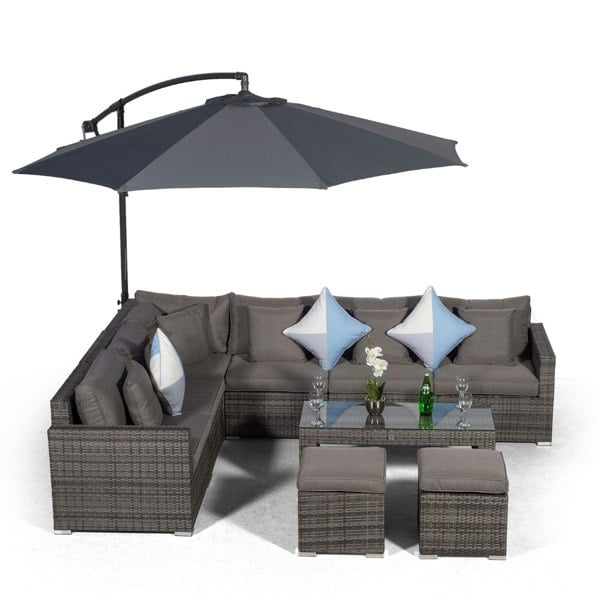 Giardino Havana 6 Seat Rattan Corner Sofa Set with Coffee Table and 2 Stools