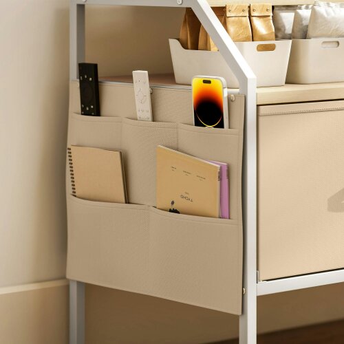 Wyld Haus Avamira Small 98cm Natural and White TV Stand With Foldable Drawers for TV's up to 55 Inches