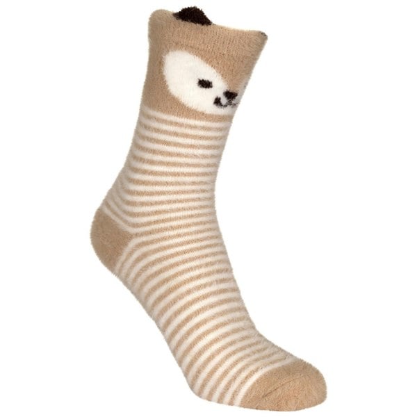 Trespass Kids Cosy Animal Face Socks - Beige