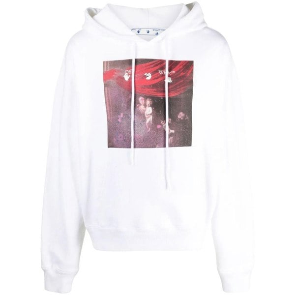 Off-White Sprayed Caravaggio Oversized Hoodie - White