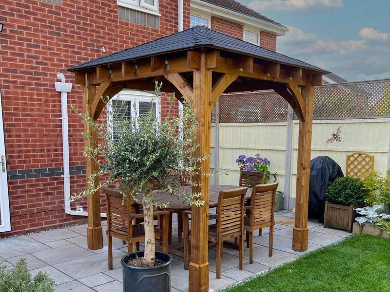 Dunster House Heavy Duty Wooden Gazebo 2.5m x 2.5m Pressure Treated Timber, Roof Shingles, Leviathan