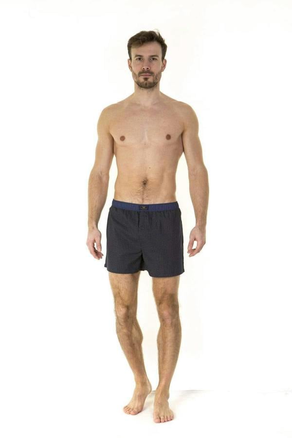 Mens Haigman Assorted Blue Combed Cotton Boxer Shorts 