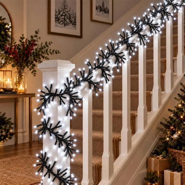 Cluster Green Cable Cool White LED Christmas Lights, 480 to 1920 LEDs, 8 Effects, Timer and Indoor/Outdoor Use image 7