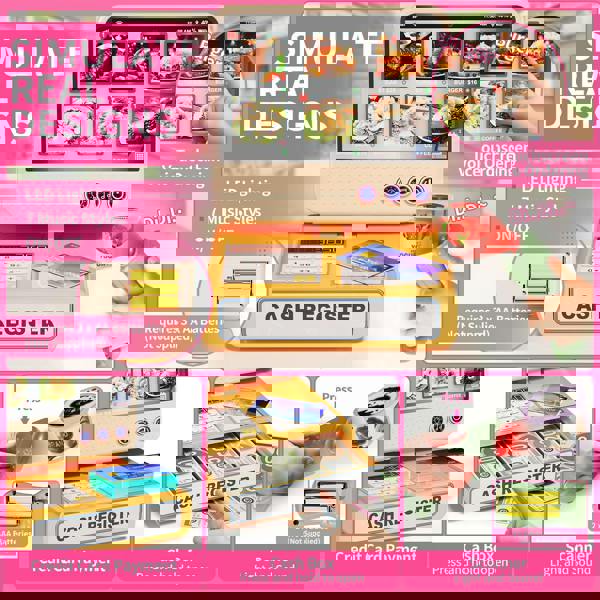 deAO Toys Deluxe Kids Grocery Store Playset with Coffee Machine & Cash Register Pretend Supermarket Toy with Accesories (Pink)