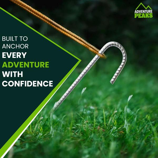 ADVENTURE PEAKS Ground Stakes 8 Pack Galvanised Ground Anchors 30cm Tent Stakes Steel Pegs for Camping Netting Outdoor Gardens
