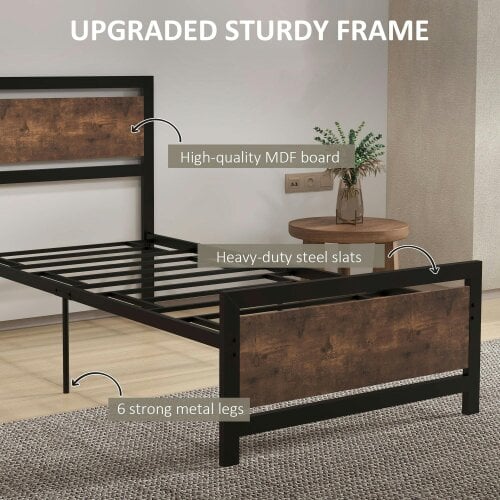 Wyld Haus Lemisa 3FT Single Metal Bed Frame with Headboard and Footboard