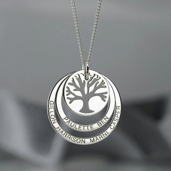 Christopher James of London Sterling Silver Tree of Life Two Disc Family Circle Necklace