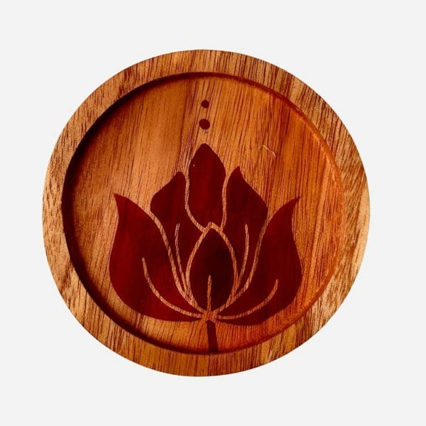 Batik Ying Kantan in Bloom Mahogany Wood Coaster