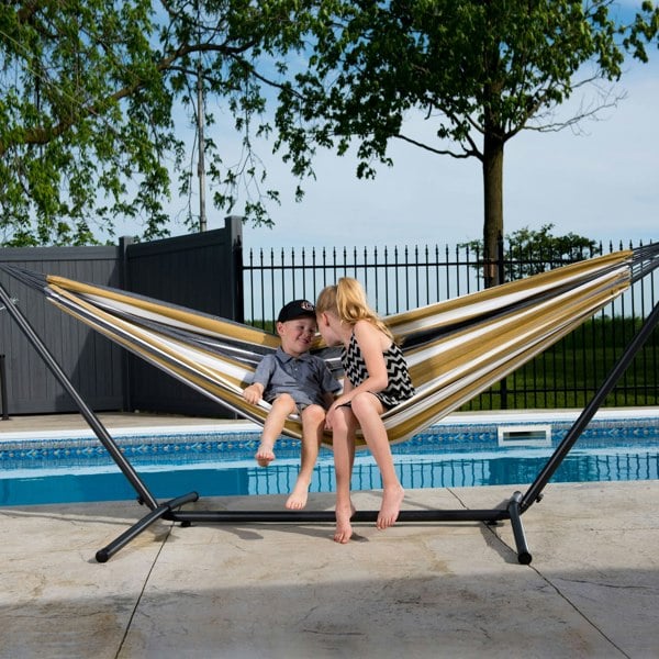 Vivere Double Cotton Hammock with Stand (280cm) - Desert Moon
