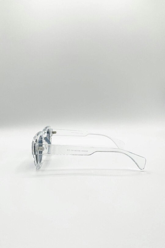 SVNX Angular Wayfarer Sunglasses In Clear