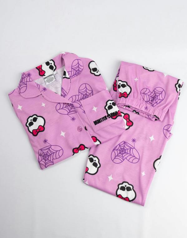 Vanilla Underground Monster High Girls Pink Character Long Sleeve Long Leg Pyjama Set